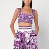 Dolce & Gabbana Women Maiolica Print Poplin Bralette Top In Purple