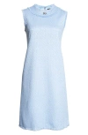 Dolce & Gabbana Light Blue Sleeveless Raschel Tweed Dress With Dg Logo In F3981 Glicine Viola Chiari