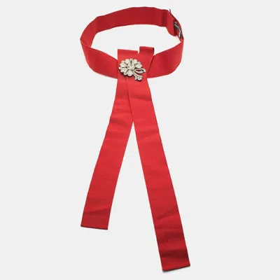 Pre-owned Dolce & Gabbana Dolce And Gabbana Red Grosgrain Embellished Bow Waist Belt Size 38
