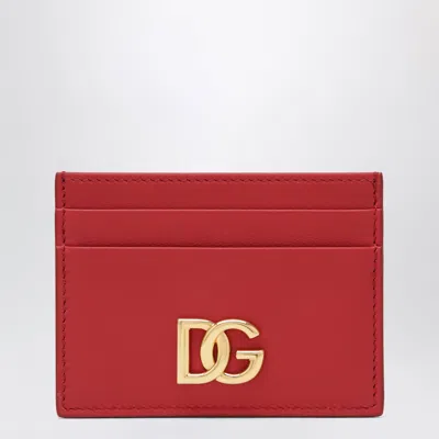 Dolce & Gabbana Dolce&gabbana Red Leather Card Holder With Dg Logo