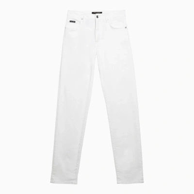 Dolce & Gabbana Dolce&gabbana Regular White Cotton Trousers In Multicolor