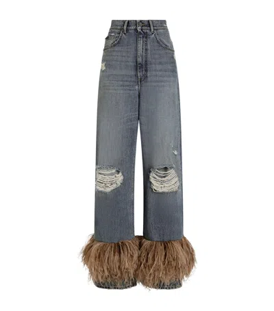Dolce & Gabbana Dolce&gabbana Ripped Fringe Wide-leg Jeans