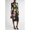 Dolce & Gabbana Dolce&gabbana Rose & Peony Floral Long Sleeve Stretch Cady Shirtdress