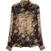 Dolce & Gabbana Dolce&gabbana Rose Print Silk Chiffon Button-up Shirt In Brown