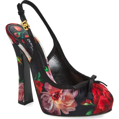 DOLCE & GABBANA DOLCE&GABBANA ROSE PRINT SLINGBACK PUMP