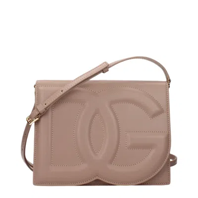 Dolce & Gabbana Dolce&gabbana Women's Crossbody Bags Pink/powder Pink Leather In Brown