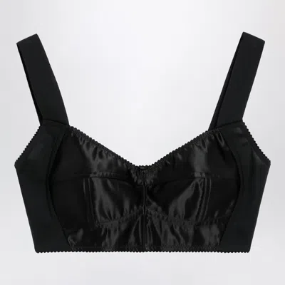 Dolce & Gabbana Dolce&gabbana Satin Corset-style Crop Bustier In Black