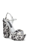 Dolce & Gabbana Dolce&gabbana Sequin Block Heel Platform Sandal In Argento