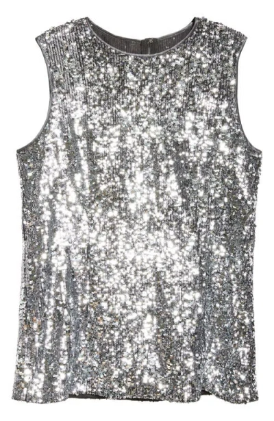 Dolce & Gabbana Dolce&gabbana Sequin Sleeveless Top In Argento