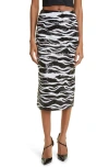 Dolce & Gabbana Dolce&gabbana Sequin Stripe & Lace Midi Pencil Skirt In Black/silver