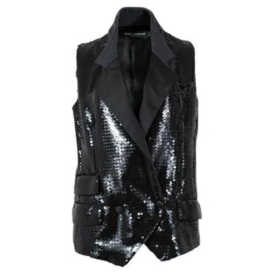 Pre-owned Dolce & Gabbana Dolce And Gabbana Sequined Vest Grey In Gray