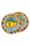 Dolce & Gabbana Dolce&gabbana Set Of 2 Carretto Lemon Porcelain Bread Plates In Yellow