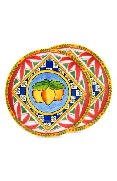 Dolce & Gabbana Dolce&gabbana Set Of 2 Carretto Lemon Porcelain Dinner Plates In Yellow