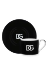 Dolce & Gabbana Dolce&gabbana Set Of 2 Dg Logo Teacups & Saucers In Black