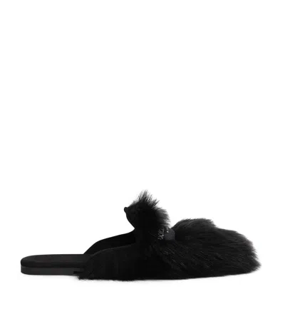 Dolce & Gabbana Dolce&gabbana Shearling Slippers In Blue