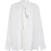 Dolce & Gabbana Dolce&gabbana Sheer Silk Chiffon Tie Neck Shirt In W0800 Bianco Ottico