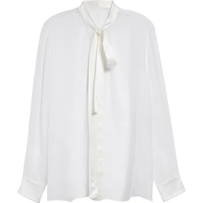 DOLCE & GABBANA DOLCE&GABBANA SHEER SILK CHIFFON TIE NECK SHIRT