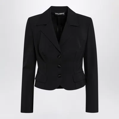 Dolce & Gabbana Short Singlebreasted Technical Cady Jacket, Black