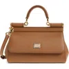 Dolce & Gabbana Dolce&gabbana Sicily Leather Top Handle Bag In Brown