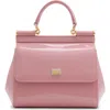 Dolce & Gabbana Small Sicily Leather Tote In 80405 Rosa
