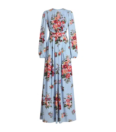 Dolce & Gabbana Dolce&gabbana Silk Bouquet Print Maxi Dress In Multi