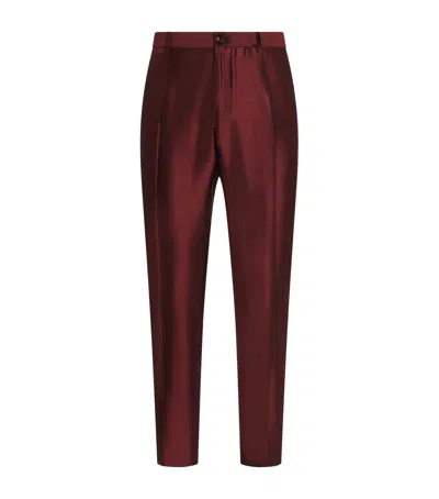 Dolce & Gabbana Dolce&gabbana Silk Cropped Tailored Trousers In Burgundy
