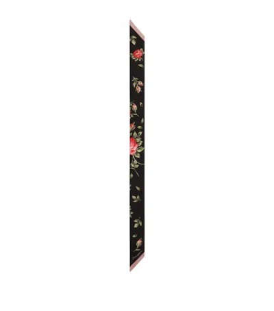 Dolce & Gabbana Dolce&gabbana Silk Floral Skinny Scarf In Brown