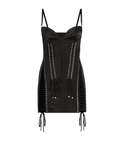 Dolce & Gabbana Dolce&gabbana Silk Lace-tied Mini Dress In Black