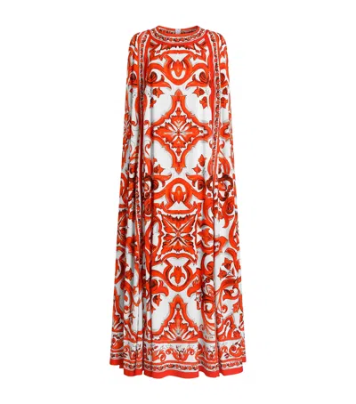 Dolce & Gabbana Dolce&gabbana Silk Majolica Maxi Dress In Multi