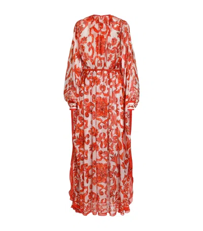 DOLCE & GABBANA DOLCE&GABBANA SILK MAJOLICA PRINT KAFTAN MAXI DRESS