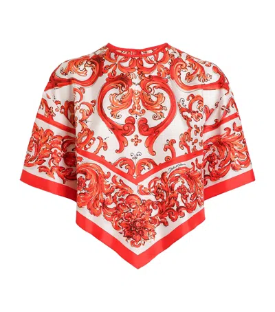 Dolce & Gabbana Dolce&gabbana Silk Printed Handkerchief Top In Red