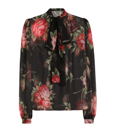 DOLCE & GABBANA DOLCE&GABBANA SILK ROSE PRINT BLOUSE