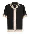 Dolce & Gabbana Men Hawaii Shirt With Logo And Striped Print In Black