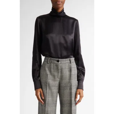 Dolce & Gabbana Dolce&gabbana Silk Turtleneck Top In N0000 Nero