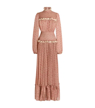 Dolce & Gabbana Dolce&gabbana Silk-blend Floral Maxi Dress In Brown