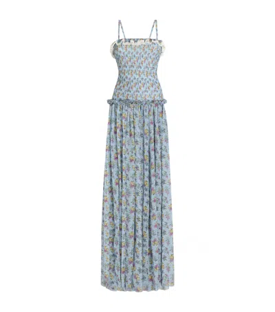 Dolce & Gabbana Dolce&gabbana Silk-cotton Shirred Floral Maxi Dress In Multi