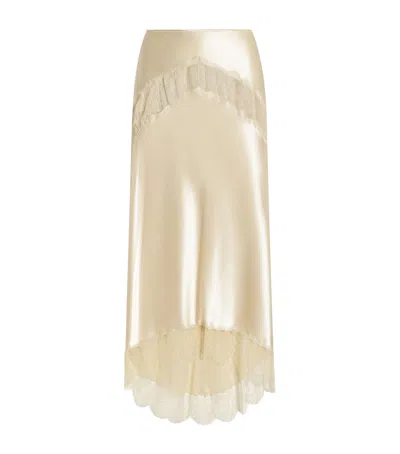 Dolce & Gabbana Dolce&gabbana Silk-lace Midi Skirt In Gold