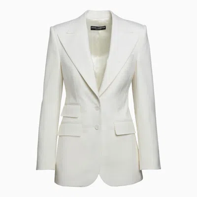 Dolce & Gabbana Dolce&gabbana White Single Breasted Jacket In Wool