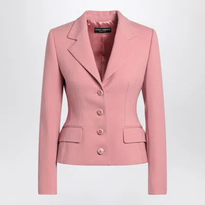 DOLCE & GABBANA DOLCE&GABBANA SINGLE BREASTED PINK WOOL JACKET