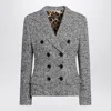 Dolce & Gabbana Tailored Wool Blend Jacket Featuring Buttons In Gray