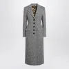 Dolce & Gabbana Women Single-breasted Wool Chevron Coat In Gray
