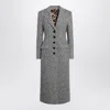 Dolce & Gabbana Women Single-breasted Wool Chevron Coat In Gray