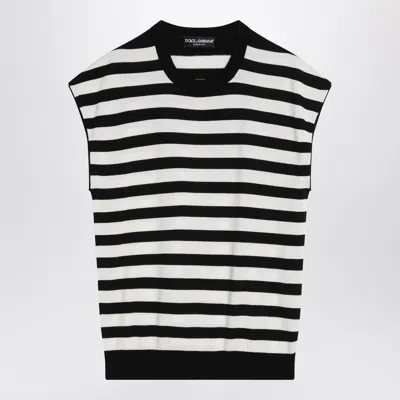 DOLCE & GABBANA DOLCE&GABBANA SLEEVELESS KIMONO STYLE STRIPED SWEATER