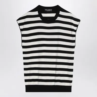 DOLCE & GABBANA DOLCE&GABBANA SLEEVELESS KIMONO-STYLE STRIPED SWEATER MEN