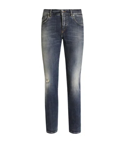Dolce & Gabbana Dolce &amp; Gabbana Distressed Plaque Denim Jeans In Blue
