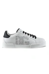 Dolce & Gabbana White And Black Leather Sneakers In White