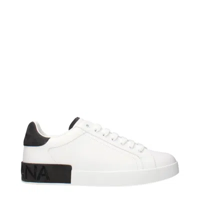 Dolce & Gabbana Portifano Panelled Leather Sneakers In White