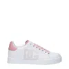 Dolce & Gabbana Portofino Low-top Leather Sneakers With Lateral Monogram In Pink