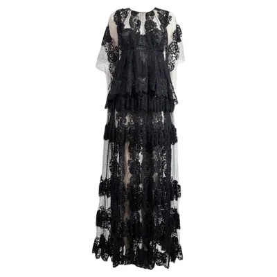Pre-owned Dolce & Gabbana Dolce And Gabbana Spring 2014 Look 46 Black Lace Maxi Dress