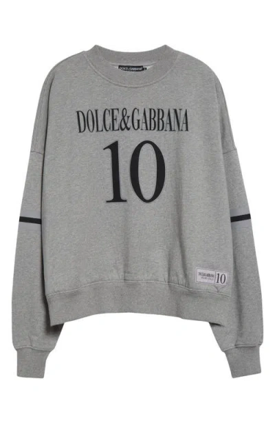 Dolce & Gabbana Dolce&gabbana Stampa Oversize Logo Graphic Sweatshirt In Melange Grigi